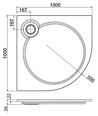 Поддон для душа Cezares Tray R 100-550 радиальный