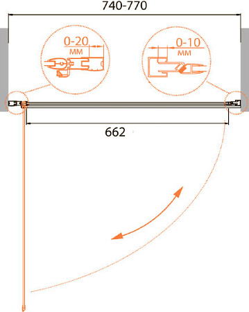 Душевая дверь в нишу Cezares RELAX-75-C-Bi стекло прозрачное