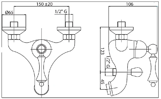 Смеситель для ванны с душем Cezares Margot MARGOT-VDPM-01-M хром