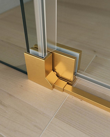 Душевой уголок Cezares SLIDER-A-2-100/110-C-BORO профиль брашированное золото, стекло прозрачное