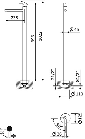 Напольный смеситель для раковины Cezares Leaf LEAF-TVP-L-BIO белый матовый