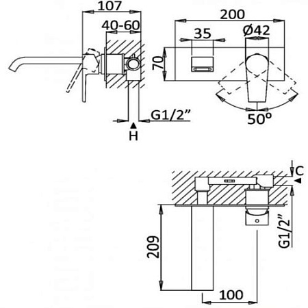 Смеситель для раковины Cezares Nautic NAUTIC-BLI-SS sunset