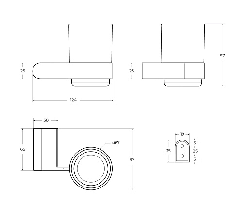Стакан для зубных щеток Cezares Stylus STYLUS-TUMS-01 хром