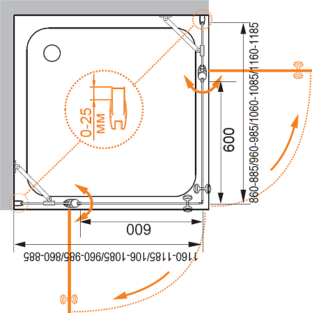 Душевой уголок Cezares TRIUMPH-D-AH-2-120/100-P-Cr стекло punto