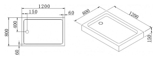 Поддон для душа Cezares Tray прямоугольный 120/80 акриловый