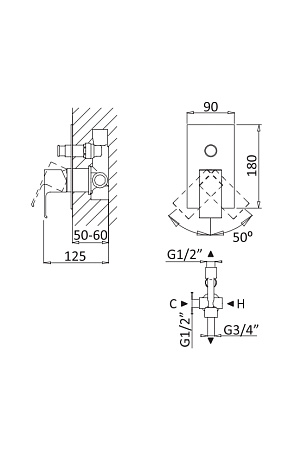 Смеситель для душа Cezares Porta PORTA-VDIM-SS sunset