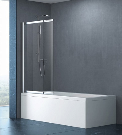 Шторка на ванну Cezares SLIDER-VF-11-90/150-C-Cr стекло прозрачное