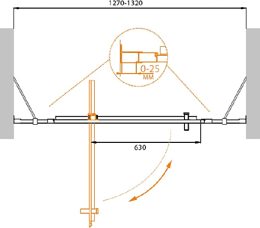 Душевая дверь в нишу Cezares MOLVENO-BA-12-90+40-C-Cr-IV стекло прозрачное