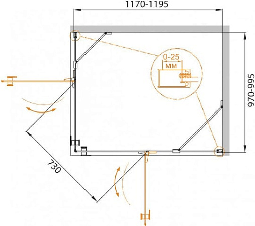 Душевой уголок Cezares CRYSTAL-S-AH-2-120/100-C-Cr-R