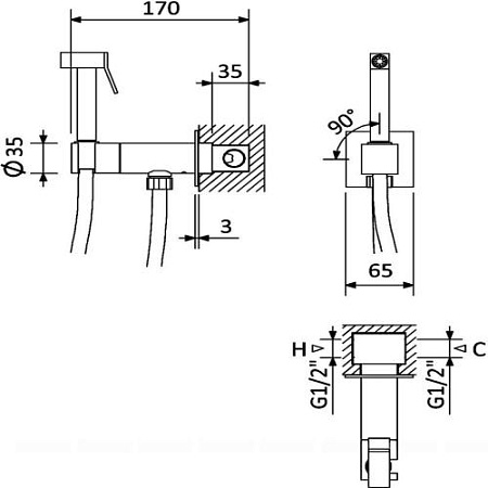 Гигиенический душ Cezares Porta PORTA-DIF-SS со смесителем, sunset