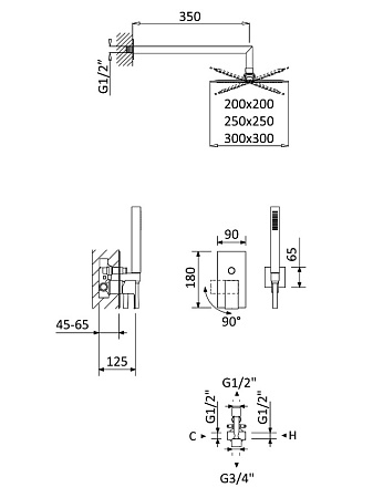 Душевая система Cezares Porta PORTA-DSIPQ-30-BIO белый матовый