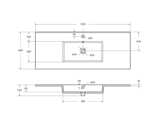 Накладная раковина Cezares Plane 121 CZR-8002-120 белый глянец